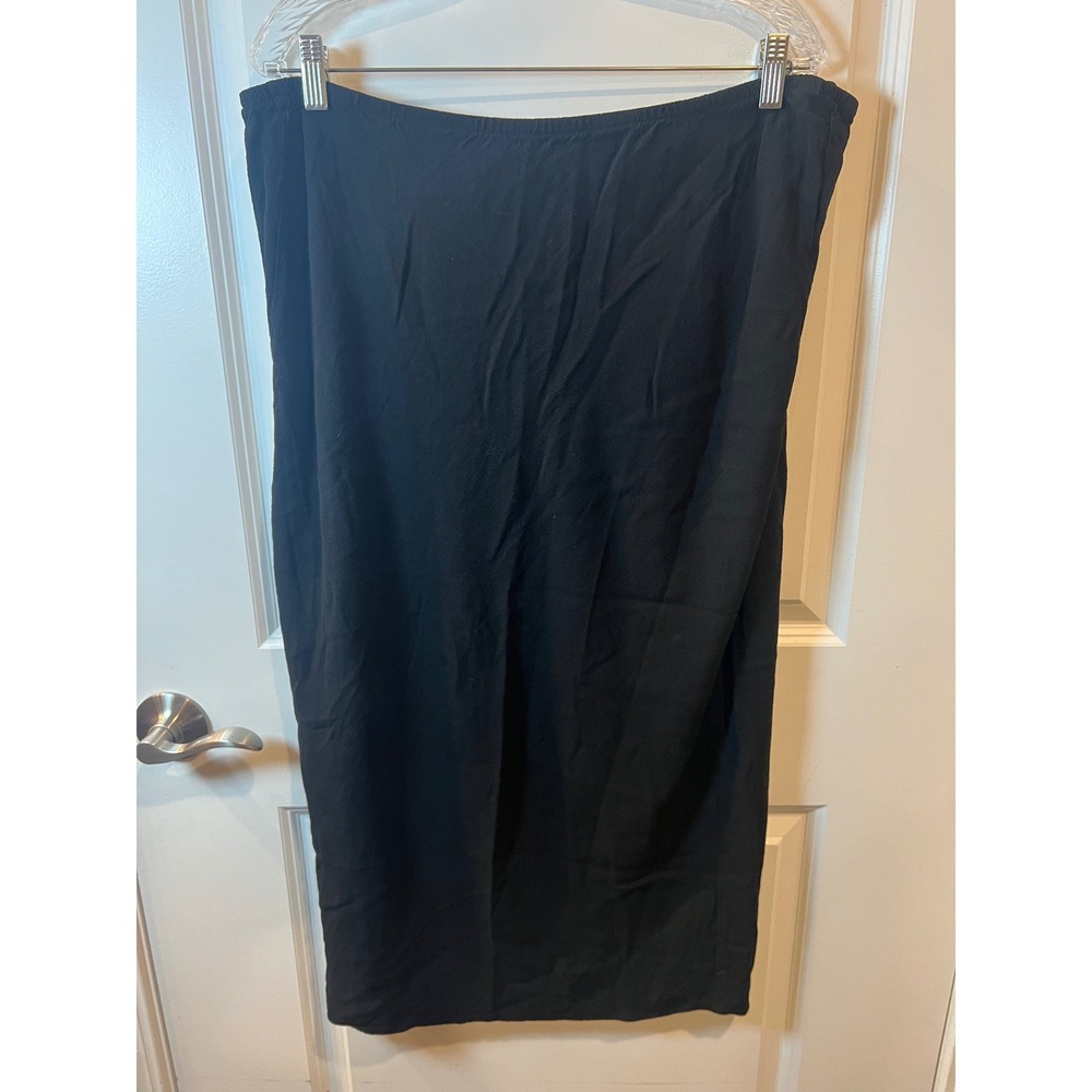 Cut Loose Womens Midi Skirt Textured Elastic Waist Black 2X